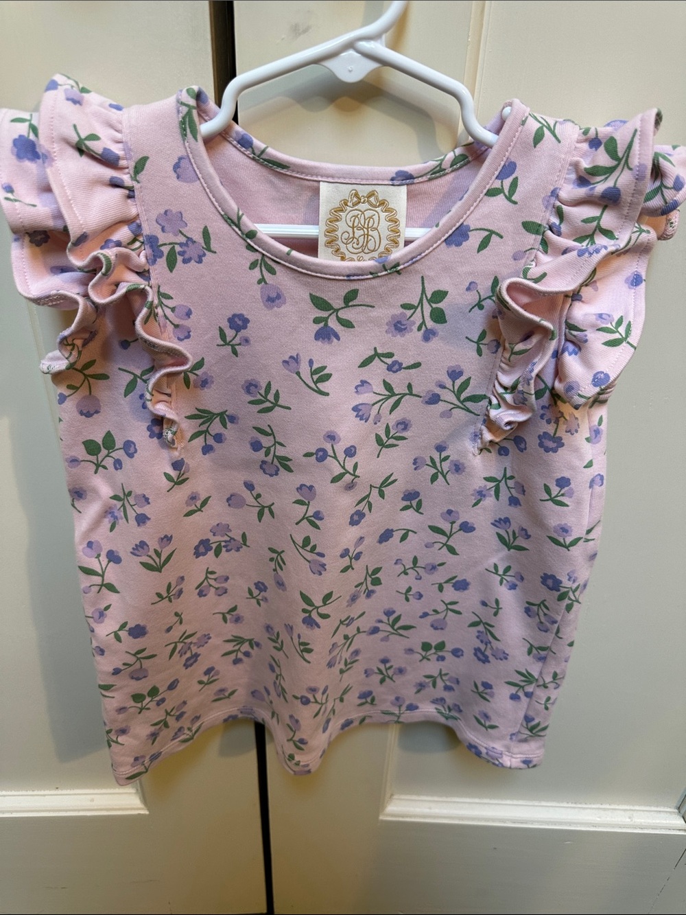 The Beaufort Bonnet Company Pink Floral Ruffle Tank